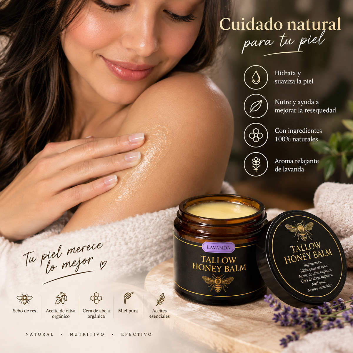 🍯 Tallow Honey Balm – Bálsamo Natural de Miel y Sebo